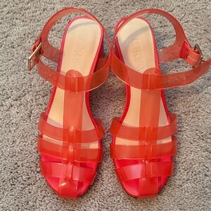 J. Crew Women's Bright Red Strappy Jelly Sandals